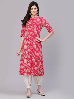 Women's Floral Print Rayon A-Line Kurta 1