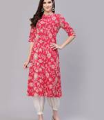 Women's Floral Print Rayon A-Line Kurta