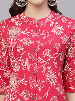 Women's Floral Print Rayon A-Line Kurta 4