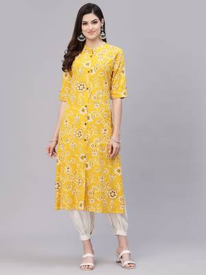 Women's Floral Print Rayon A-Line Kurta 1