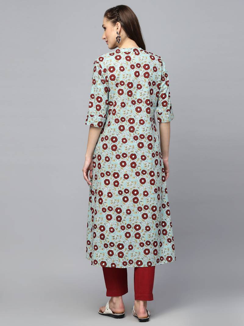 Women's Printed Cotton A-Line Kurta