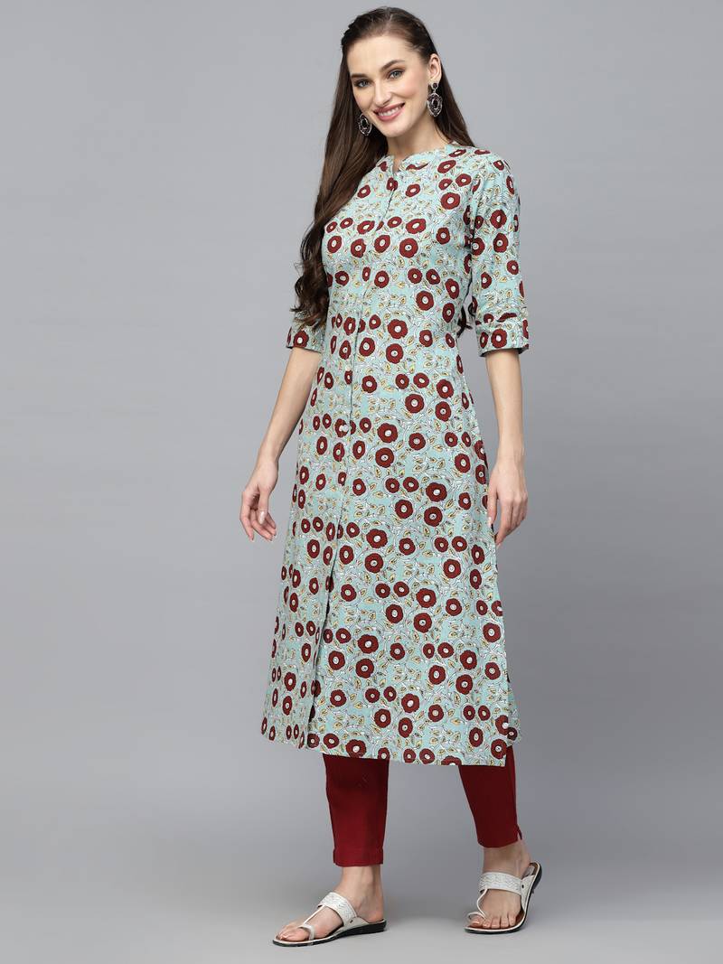 Women's Printed Cotton A-Line Kurta