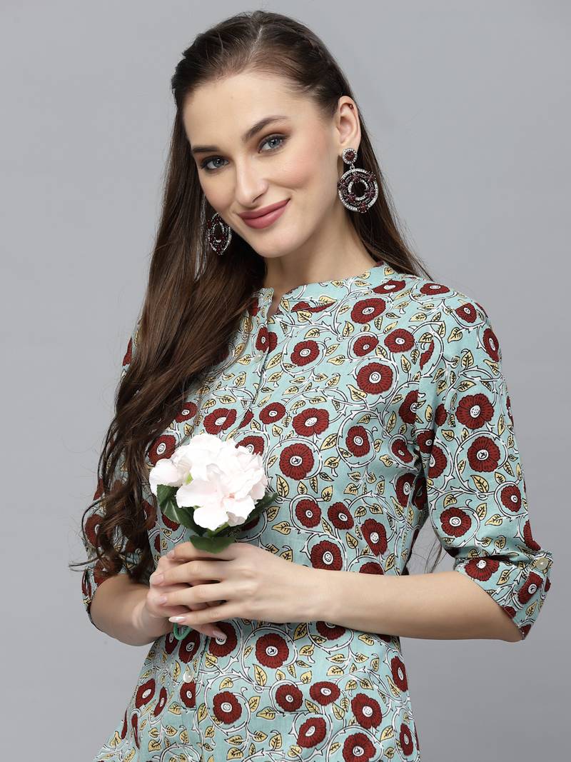 Women's Printed Cotton A-Line Kurta