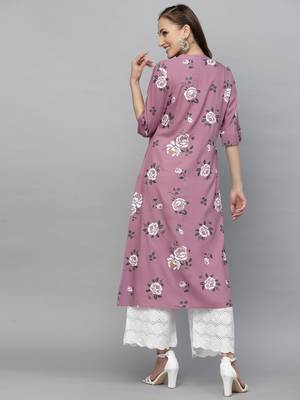Women's Floral Printed A-Line Kurta 2