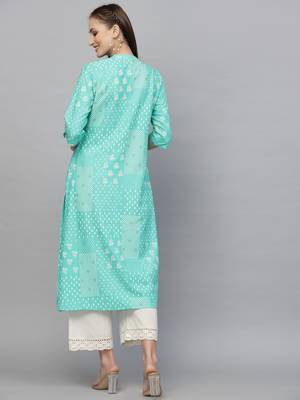 Women's Printed Rayon A-Line Kurta 2
