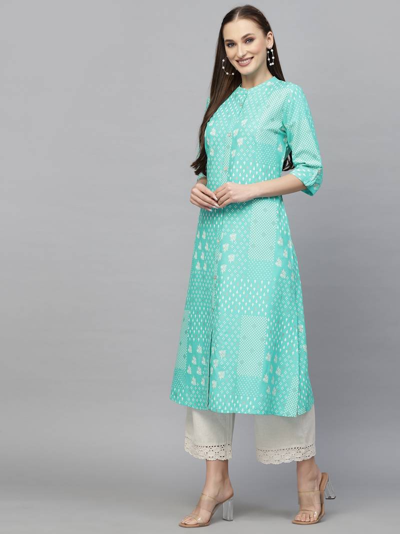 Women's Printed Rayon A-Line Kurta