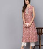 Women's Floral Printed Cotton A-Line Kurta