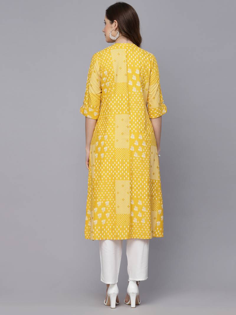 Women's Printed Rayon A-Line Kurta