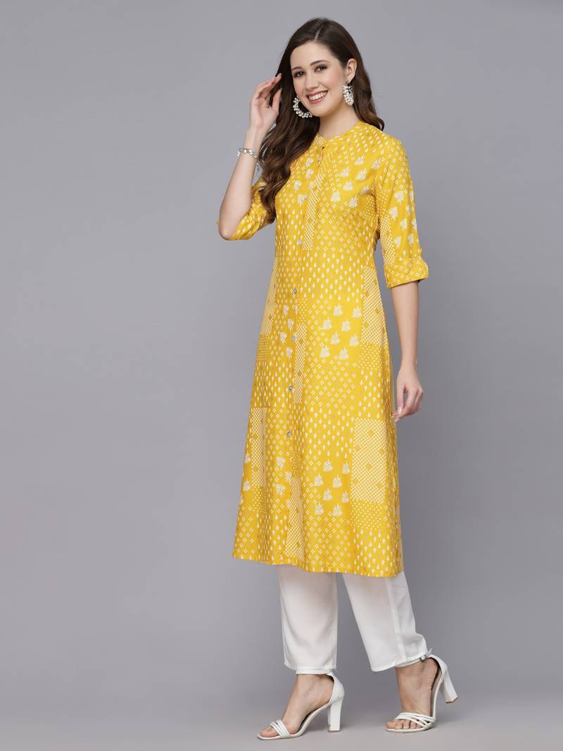 Women's Printed Rayon A-Line Kurta