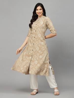 Women's Floral Print Rayon A-Line Kurta 1