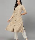 Women's Floral Print Rayon A-Line Kurta