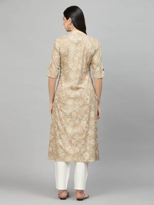 Women's Floral Print Rayon A-Line Kurta 2