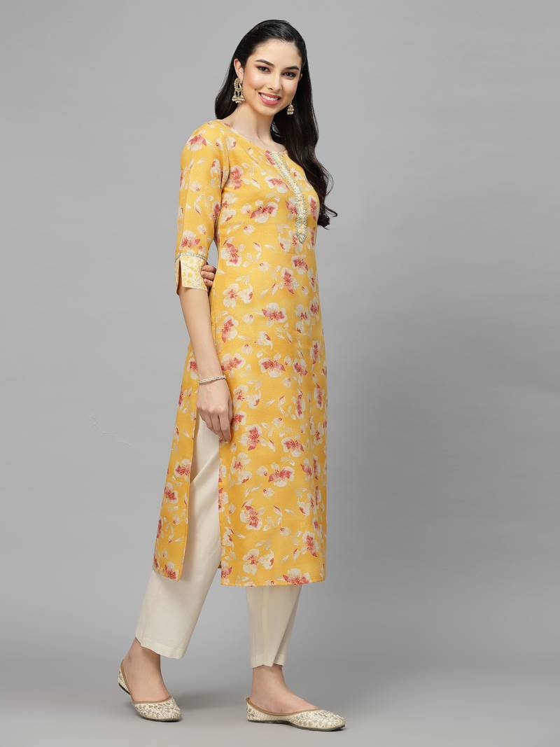 Stylum Women's Printed Rayon Blend Straight Kurta
