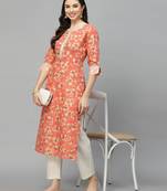 Stylum Women's Printed Rayon Blend Straight Kurta