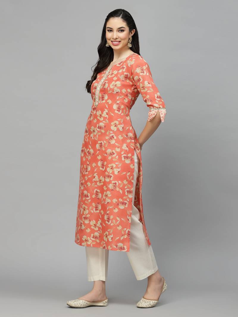 Stylum Women's Printed Rayon Blend Straight Kurta
