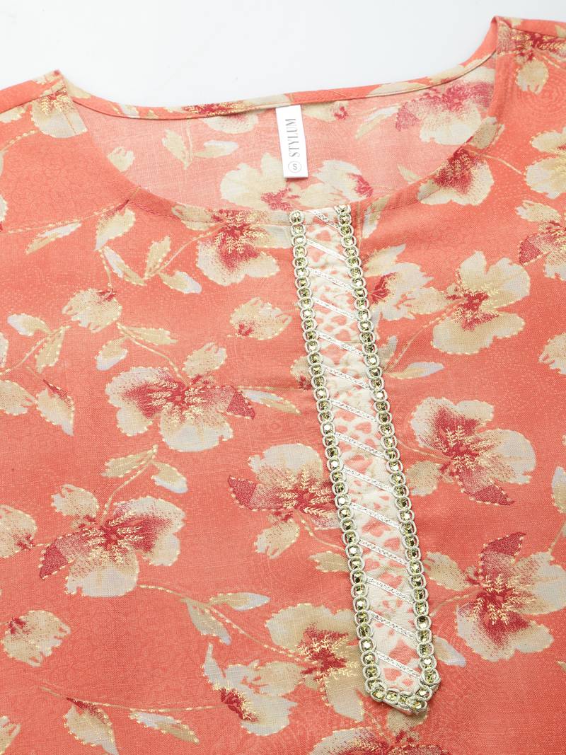 Stylum Women's Printed Rayon Blend Straight Kurta