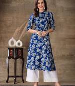 Women's Floral Printed Rayon A-Line Kurta