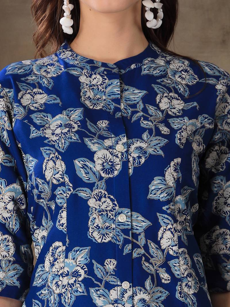 Women's Floral Printed Rayon A-Line Kurta