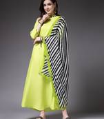 Women's Solid Rayon A-Line Kurta with Dupatta