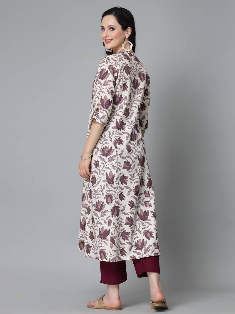 Women's Floral Printed Rayon A-Line Kurta