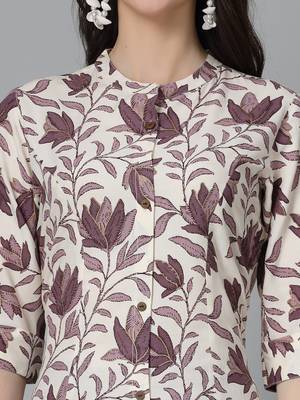 Women's Floral Printed Rayon A-Line Kurta 4