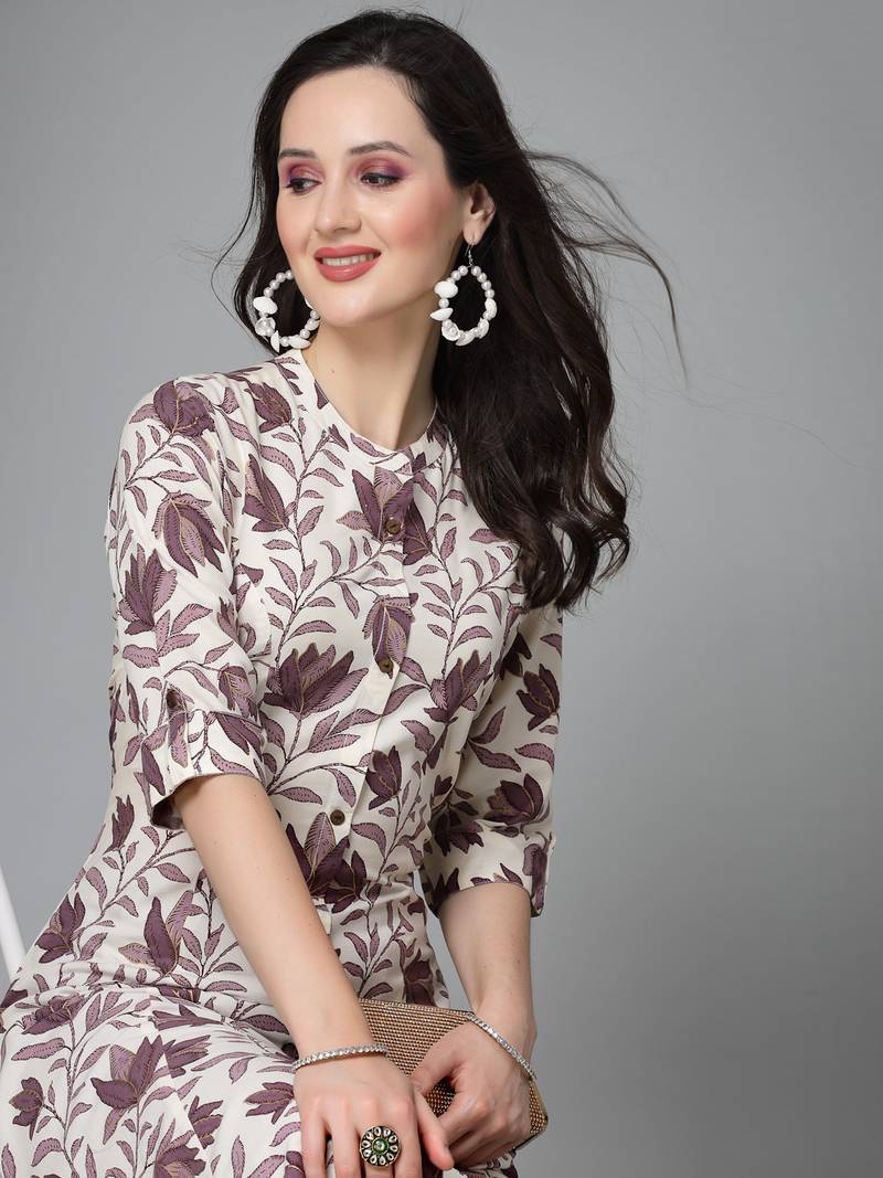 Women's Floral Printed Rayon A-Line Kurta
