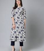 Women's Floral Printed Rayon A-Line Kurta