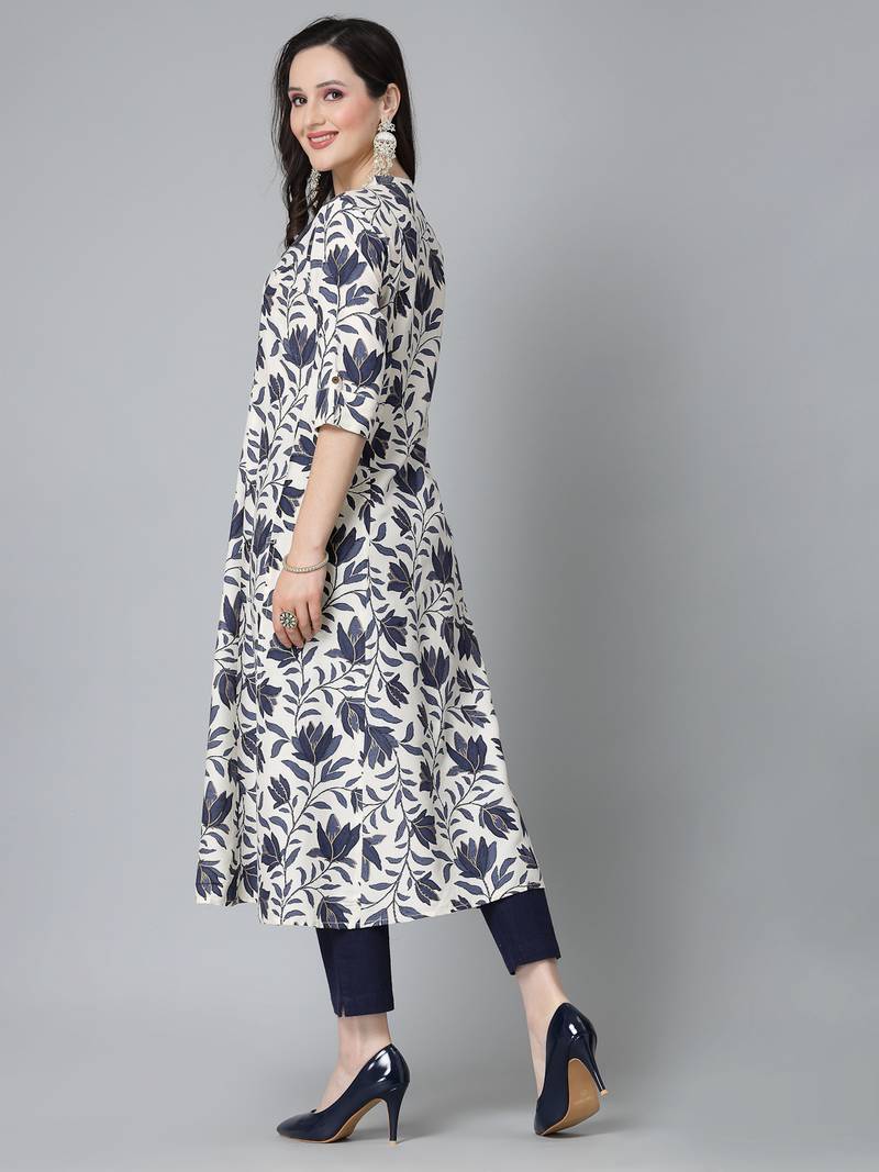 Women's Floral Printed Rayon A-Line Kurta