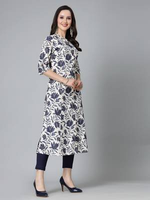 Women's Floral Printed Rayon A-Line Kurta 3