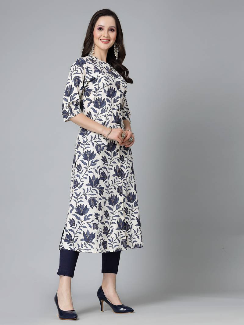 Women's Floral Printed Rayon A-Line Kurta
