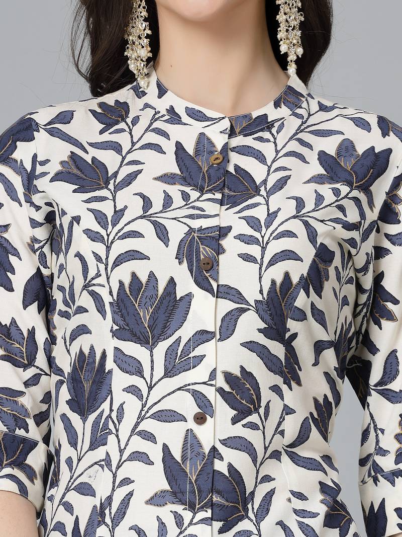 Women's Floral Printed Rayon A-Line Kurta