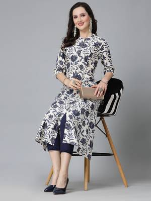 Women's Floral Printed Rayon A-Line Kurta 5