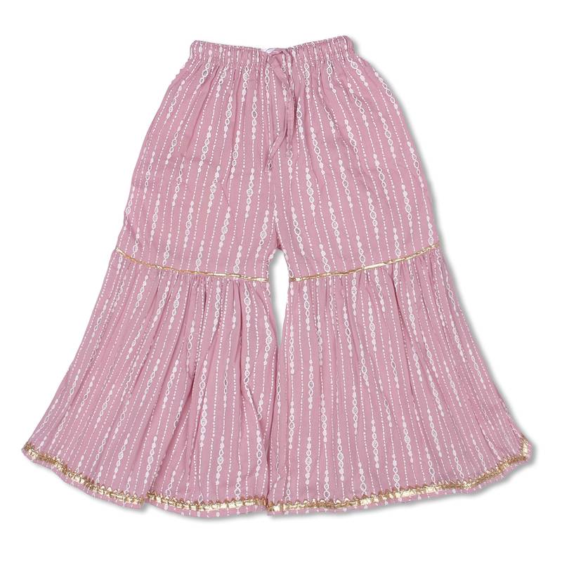 Aatya Kiids pink printed gota embellished kurta with sharara- pink