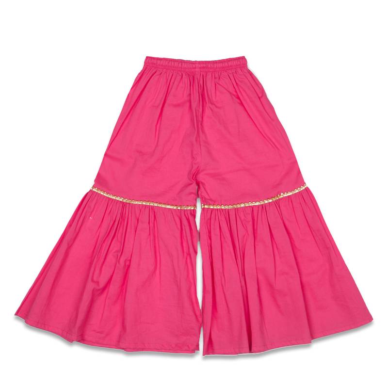 Aatya Kiids beautiful flower print with gota embellished sleeveless kurta with sharara- pink