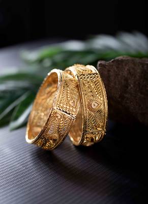 Wide Gold Plated Traditional Bangles 1