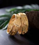 Wide Gold Plated Traditional Bangles