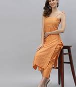 Women's Striped Cotton Blend Straight Kurta Pant Set