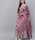 Women's Printed Rayon Straight Kurta Pant Dupatta Set
