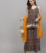 Women's Printed Rayon Kurta Sharara Dupatta Set
