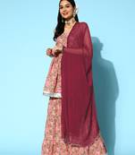 Women's Floral Printed Cotton Kurta Sharara with Dupatta