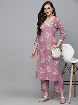 Women's Floral Printed Rayon Kurta Pant Set 1