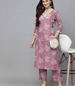 Women's Floral Printed Rayon Kurta Pant Set
