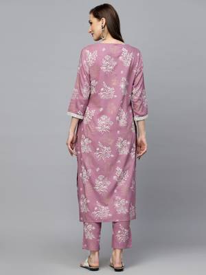 Women's Floral Printed Rayon Kurta Pant Set 2