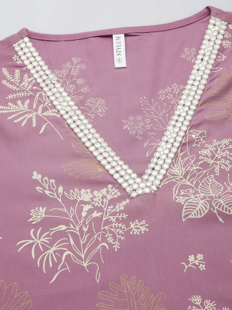 Women's Floral Printed Rayon Kurta Pant Set