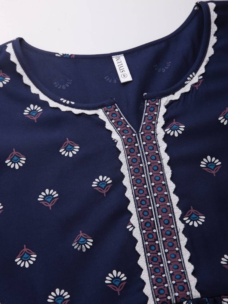 Women's Printed Rayon Short Kurta with Sharara & Dupatta