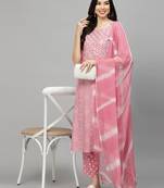 Women's Bandhej Printed Rayon Kurta Pant Dupatta Set