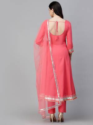 Stylum Women's Solid Rayon Kurta Pant Dupatta Set 2