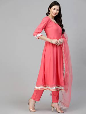 Stylum Women's Solid Rayon Kurta Pant Dupatta Set 3