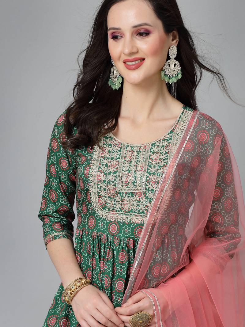 Stylum Women's Printed & Embroidered Polyestor kurta sharara dupatta set