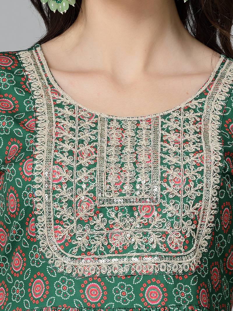 Stylum Women's Printed & Embroidered Polyestor kurta sharara dupatta set